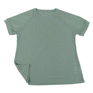 Alishebuy Women's Light Green XL Waffle Knit Short Sleeve Blouse. NWT